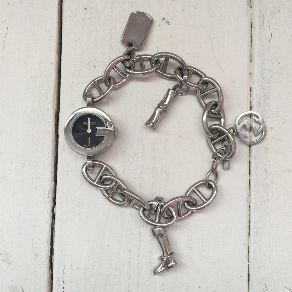 Gucci Sterling Silver Charm Watch - Picture 1 of 2